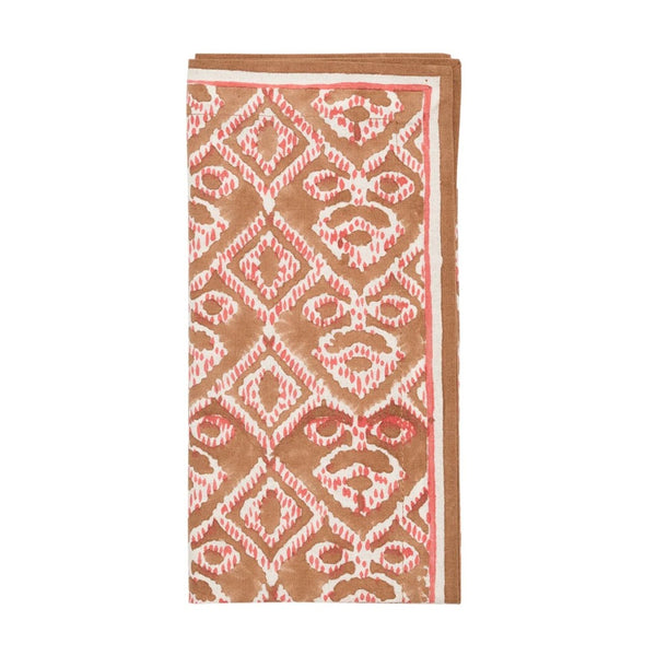 Brown and orange Alfresco cotton napkin, warm, earthy tones by Kim Seybert