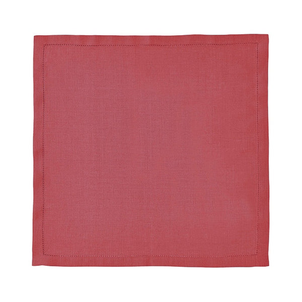 Red Rooibos linen napkin with stain-resistant Teflon coating by Alexandre Turpault.