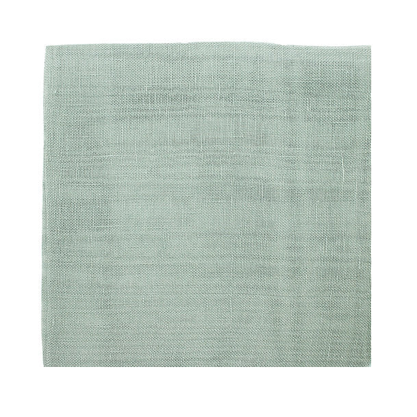 Garza linen gauze napkin in sage green unwrapped on white background, sold at Amiramour.