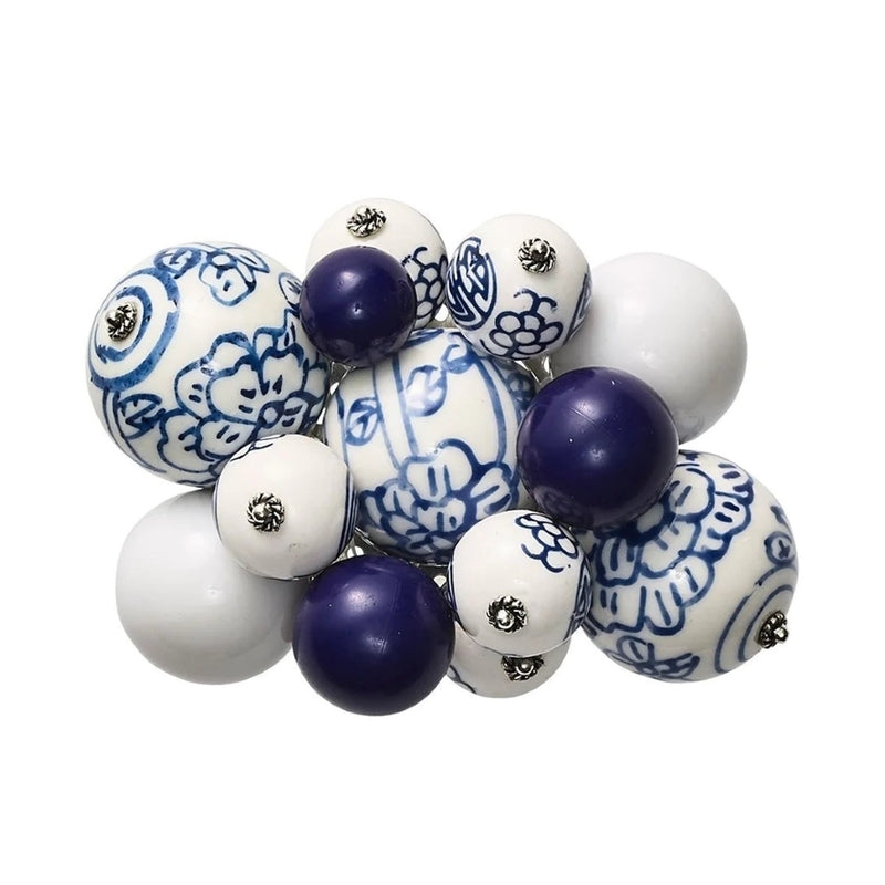 Napkin Rings in white and blue by Kim Seybert, top view