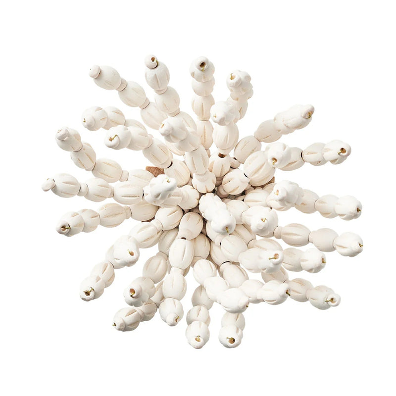Top view of white beaded Reed Napkin Ring by Kim Seybert, set of 4
