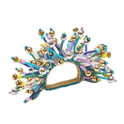 Fun Burst Napkin Ring in Turquoise, Lilac & White by Kim Seybert, front view on white background
