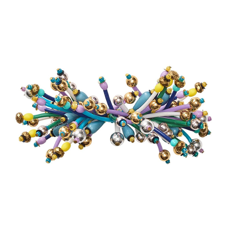 Top view of colorful beaded Fun Burst Napkin Ring by Kim Seybert, sold by Amiramour