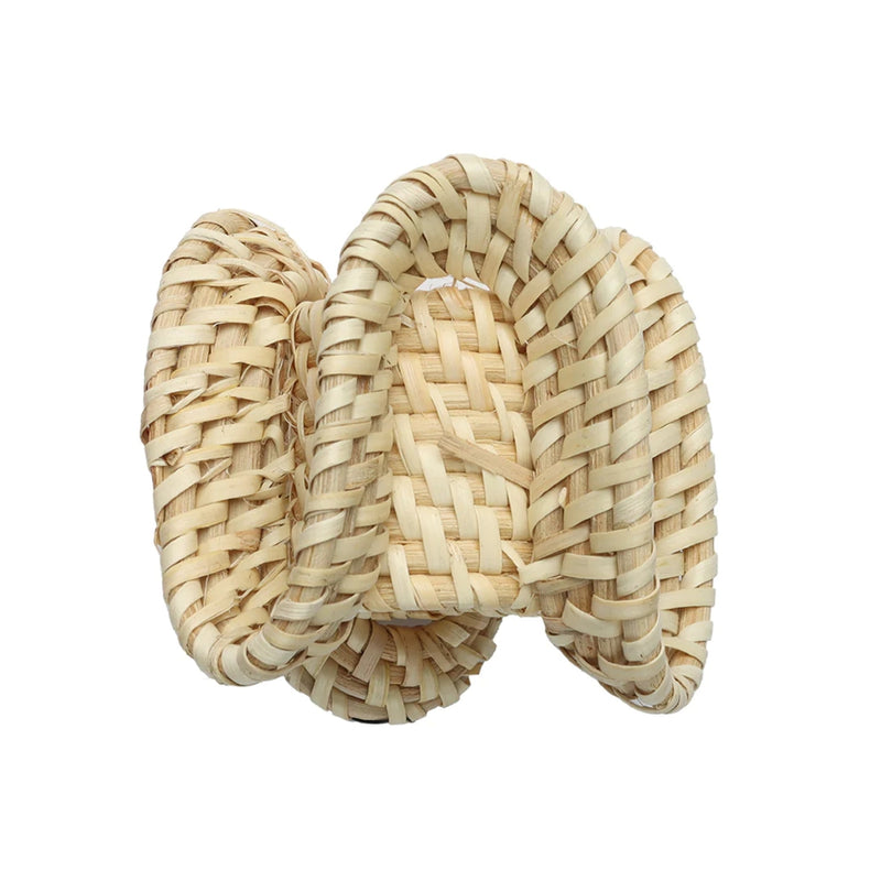 Ruffle Rattan Napkin Ring in natural by Kim Seybert on white background