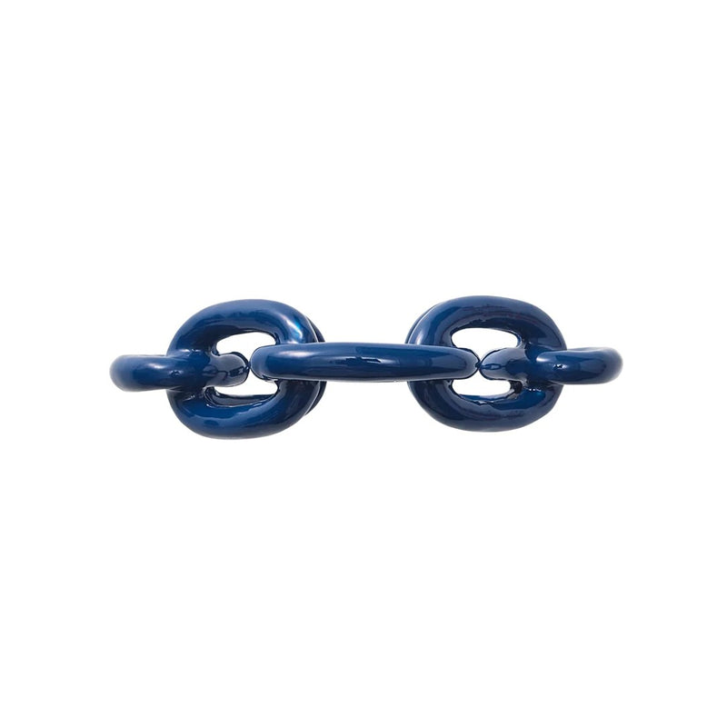 Top view of hand-enamelled navy Chain Link Napkin Ring by Kim Seybert