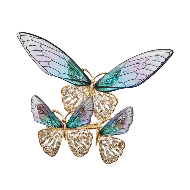 Top view of butterfly napkin ring by Kim Seybert with rhinestone wings