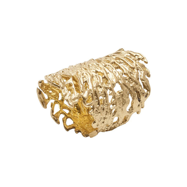 Coral Cuff Napkin Ring in Gold by Kim Seybert on white background
