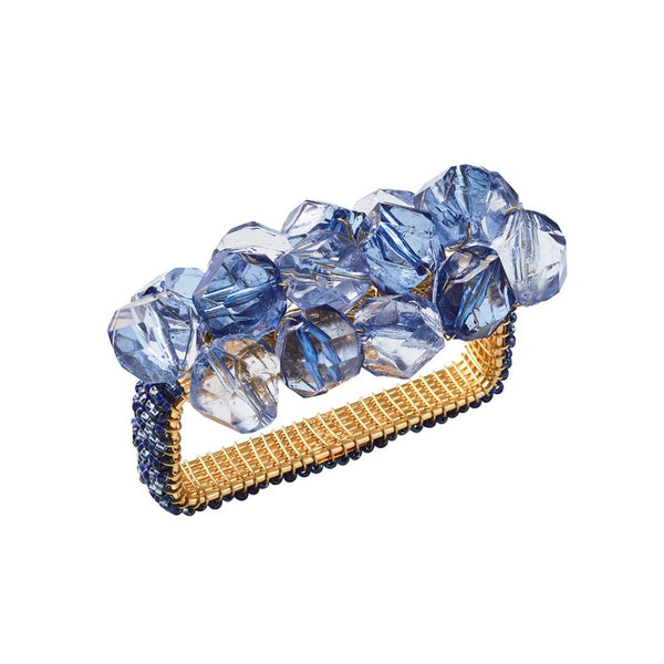Pop Rocks Napkin Ring in navy and blue by Kim Seybert, front view