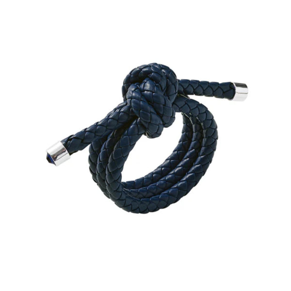 Luxury Rope Knot Napkin Ring in navy with handwoven nautical design by Kim Seybert.