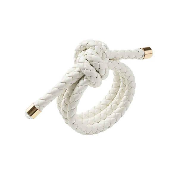 Rope Knot Napkin Ring in White by Kim Seybert on white background