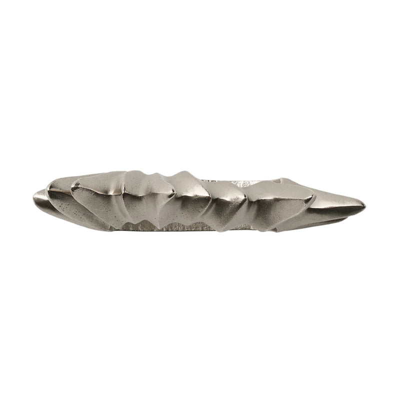 Top view of silver Flame napkin ring with abstract flame silhouette