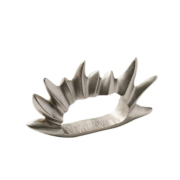 Flame napkin ring in silver by Kim Seybert, sculpted matte metal design