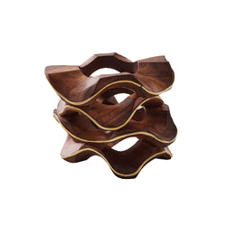 Pavilion Napkin Ring in brown and gold by Kim Seybert on white background