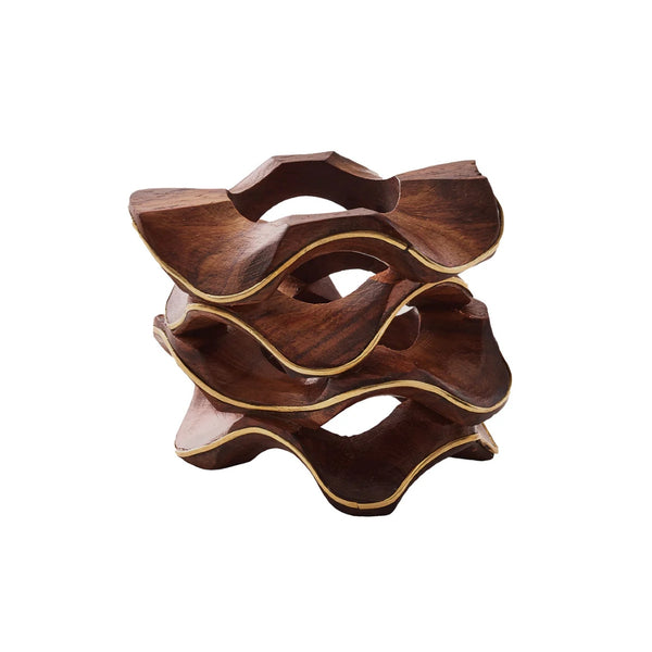 Pavilion Napkin Ring in brown and gold by Kim Seybert on white background