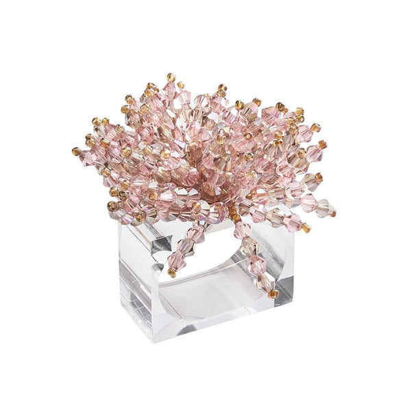 Brilliant Napkin Ring in blush pink with fire-polished beads, luxury table accessory sold by Amiramour