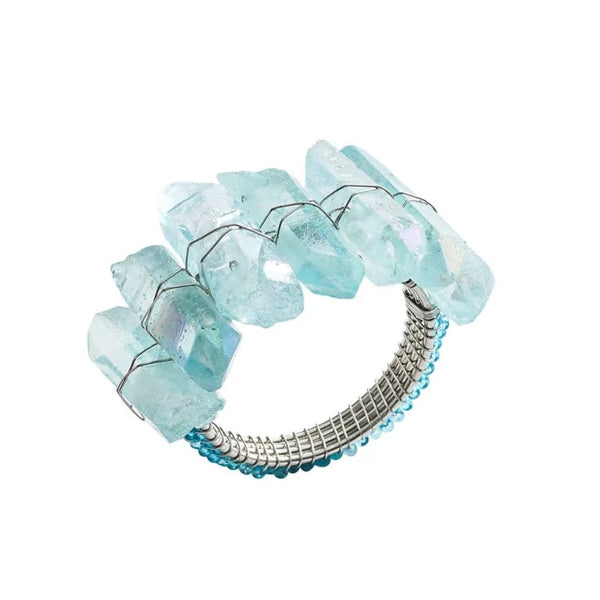 Radiant Napkin Ring in Seafoam by Kim Seybert, front view on white background