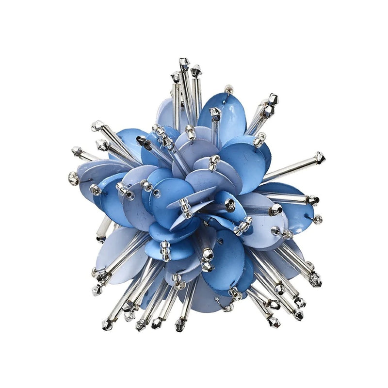 Top view of Starburst Napkin Ring in periwinkle blue by Kim Seybert