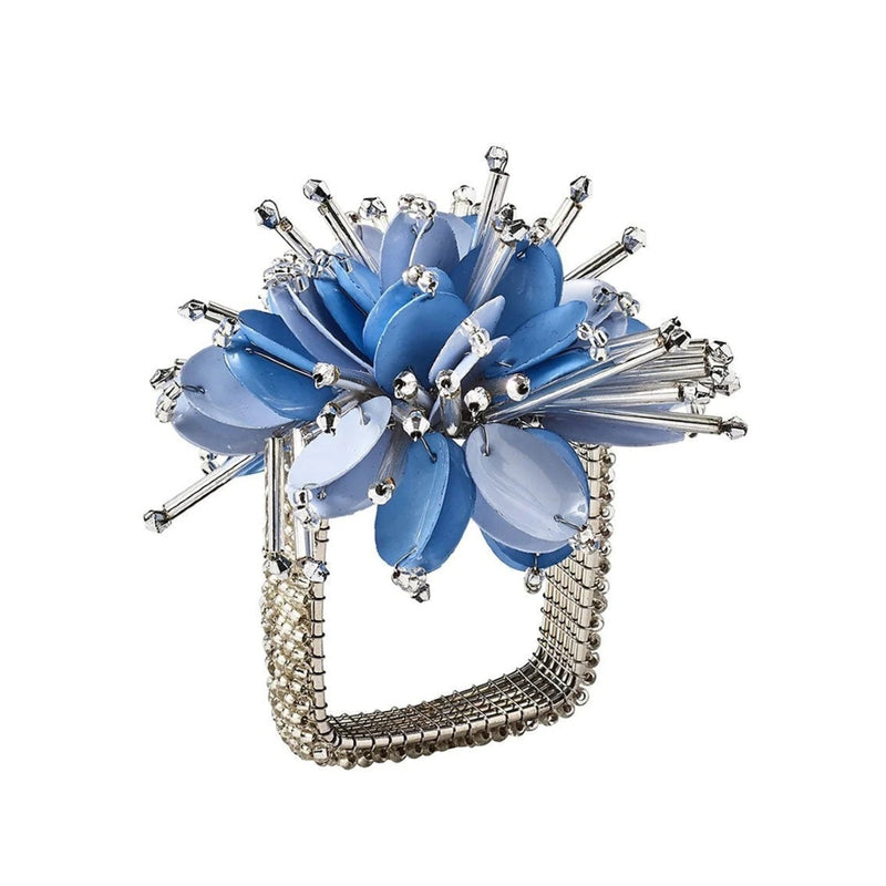 Starburst Napkin Ring in metallic periwinkle blue by Kim Seybert, available at Amiramour
