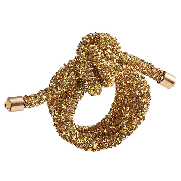 Front view of Glam Knot Napkin Ring in gold with metallic rope design by Kim Seybert