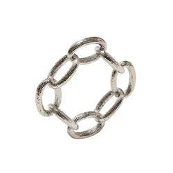 Chain Link napkin ring in silver by Kim Seybert, interlocking metal rings, available at Amiramour