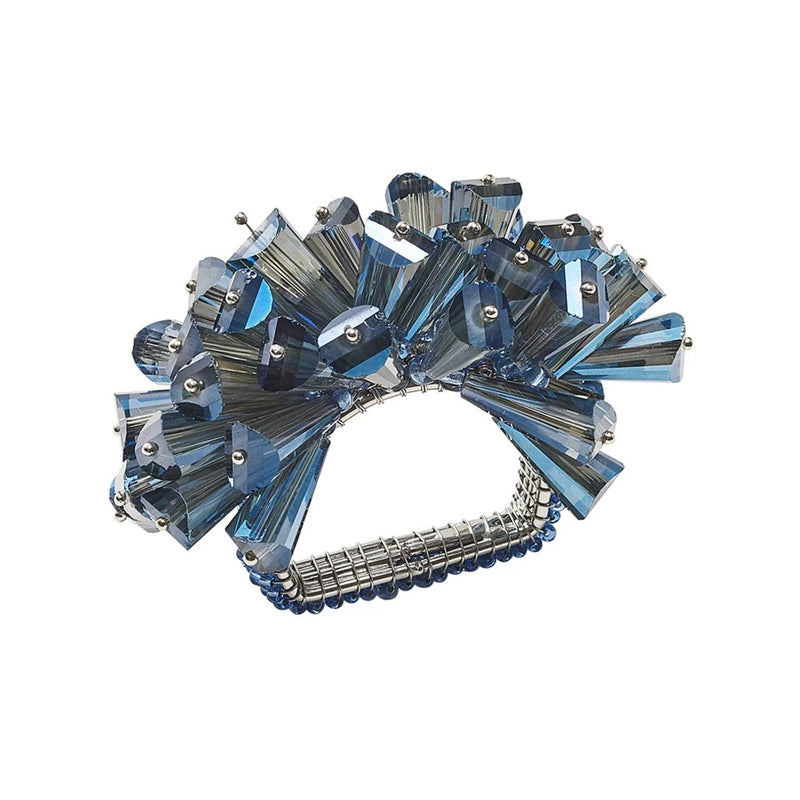 Dazzle Napkin Ring in midnight blue by Kim Seybert, front view