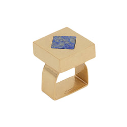 Side view of Deco Cube Napkin Rings with lapis lazuli by Joanna Buchanan on white background