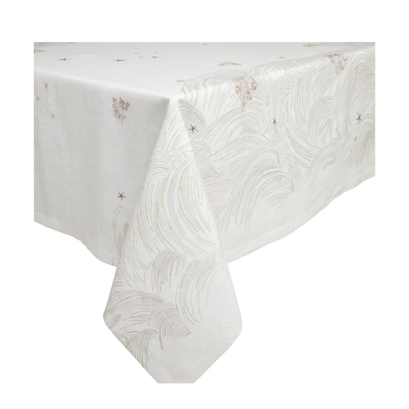 'OCEANIDE' Tablecloth in White Linen by Alexandre Turpault