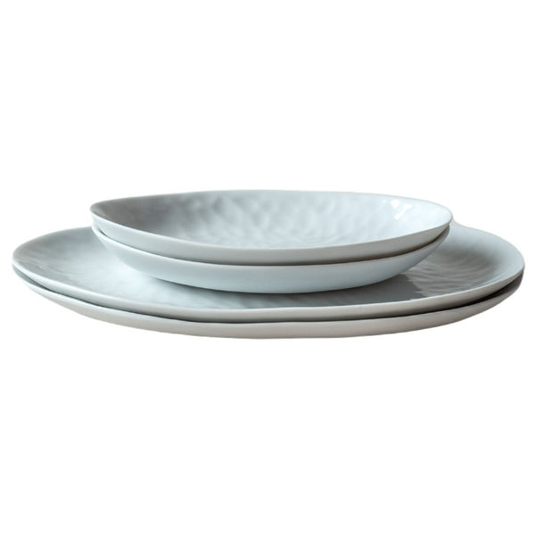 Set of 2 Dinnerware Sets Oval Dishes White - Ovum Nº2+Nº4