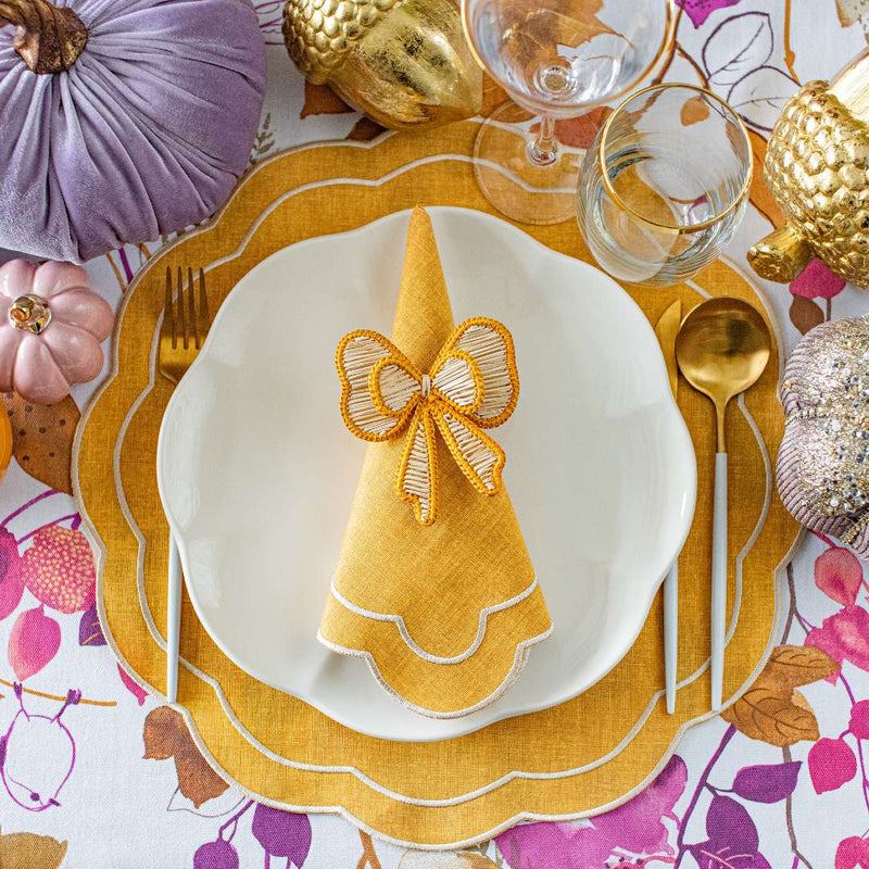 Yellow Bows napkin rings by Roseberry Home, available at Amiramour
