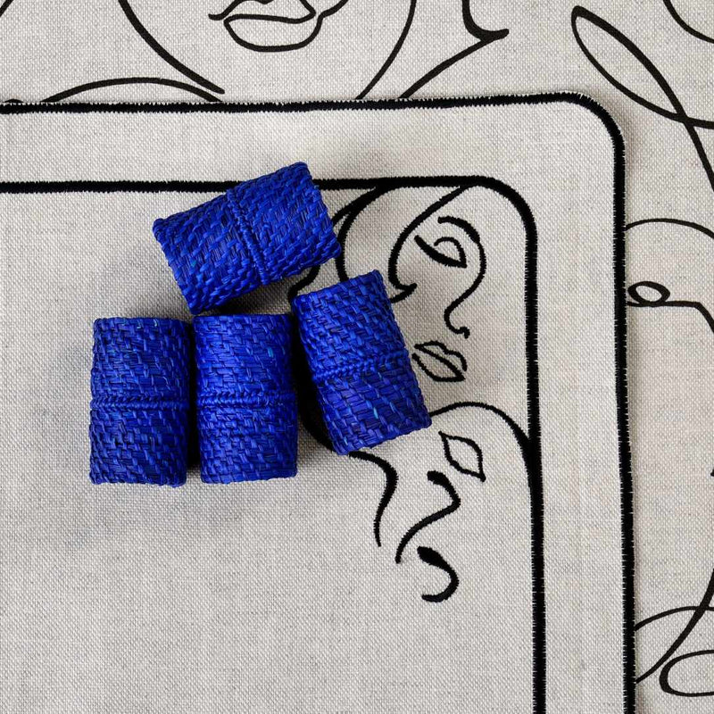 Close-up of Blue Napkin Rings by Roseberry Home, sold by Amiramour