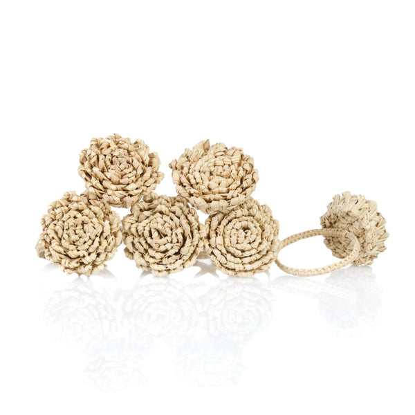 Beige Flower Rings napkin rings by Roseberry Home, available at Amiramour