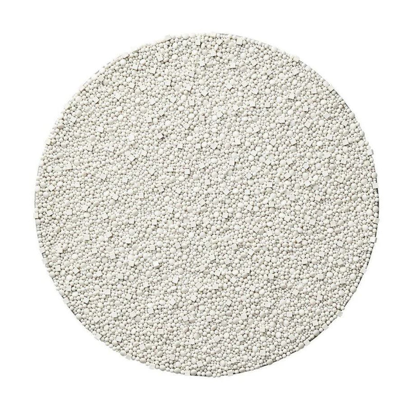 Luxury white beaded Bianco placemat with coastal-inspired texture by Kim Seybert.
