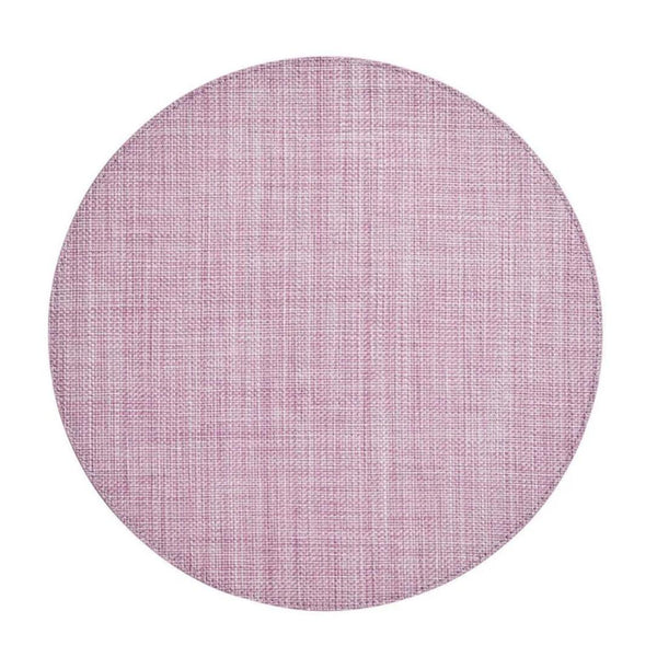 Lilac woven Portofino placemat with raffia-like texture by Kim Seybert.