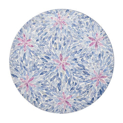 Lilac and periwinkle Capiz shell placemat with ombre floral design by Kim Seybert.