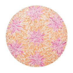 Pink and orange Capiz shell placemat in floral ombre design by Kim Seybert.