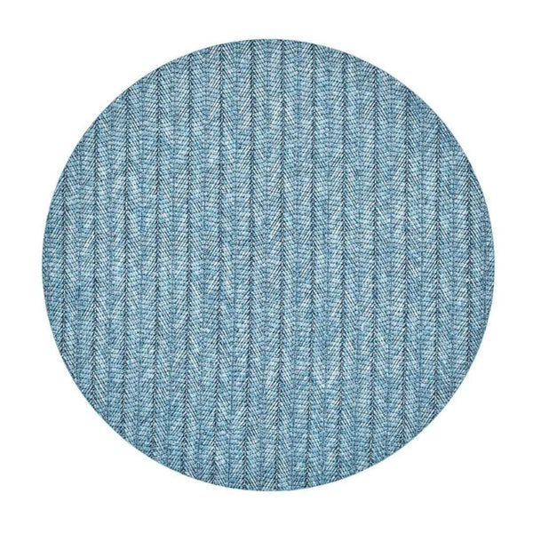 Indigo blue woven herringbone round placemat by Kim Seybert.