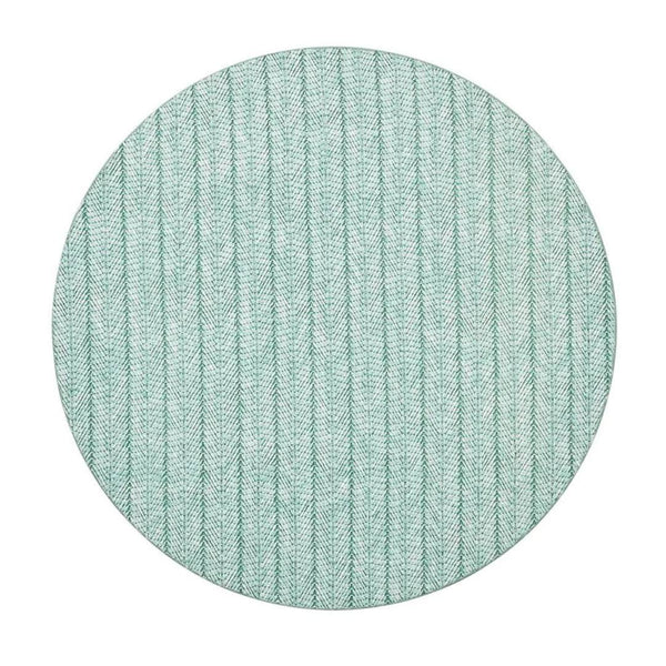 Seafoam green woven herringbone round placemat by Kim Seybert.
