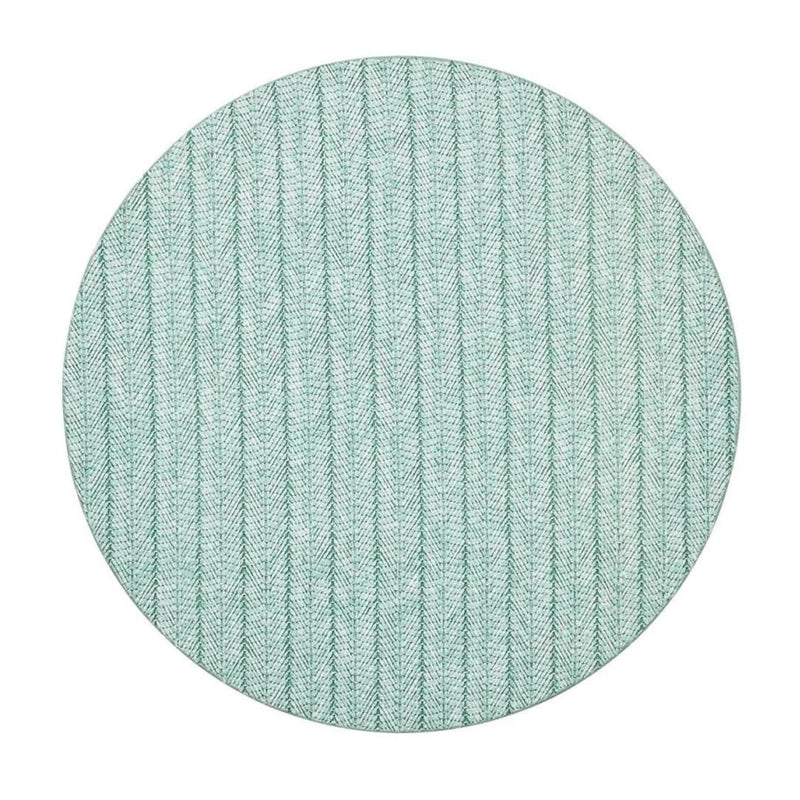 Seafoam green woven herringbone round placemat by Kim Seybert.