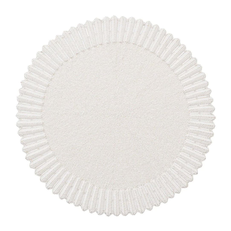 Luxury white beaded Lumina placemat by Kim Seybert
