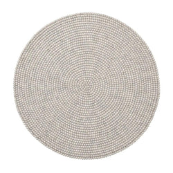 Luxury round placemat in gray with driftwood-inspired beads.