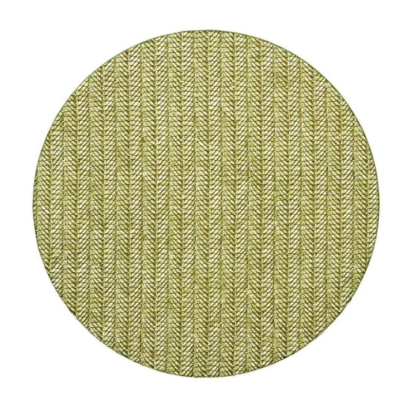 Moss green Chevron placemat with textured stitching by Kim Seybert.