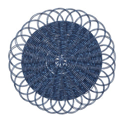 Blue faux rattan scalloped placemat by Kim Seybert.