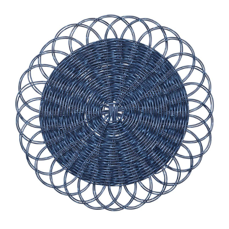 Blue faux rattan scalloped placemat by Kim Seybert.