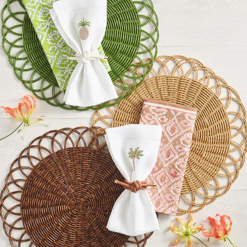 Brown Alfresco placemat by Kim Seybert luxury tableware in three different colours.