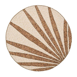 Luxury natural and brown placemat with tropical beaded details.