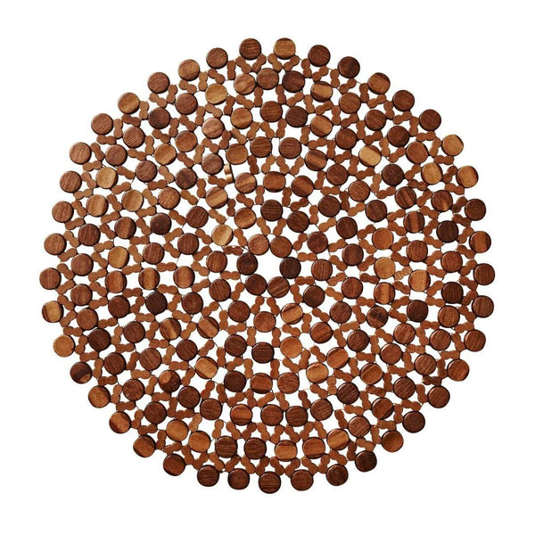 Brown bamboo round placemat by Kim Seybert luxury tableware.