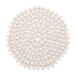 Luxury white round bamboo placemat with organic texture by Kim Seybert.