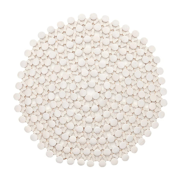 Luxury white round bamboo placemat with organic texture by Kim Seybert.