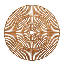 Brown Spoke bamboo placemat in hand-cut geometric design.