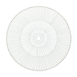 White spoke bamboo placemat by Kim Seybert, luxury tableware.